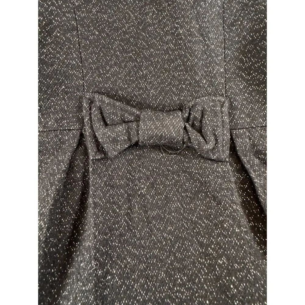 Cherokee Girls 4T Black Flecked Tweed Button Coat Jacket w/ Bow, Lined